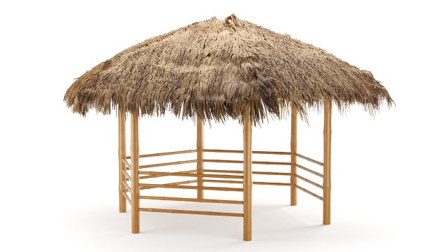 bamboo roof beach restaurant shelter gazebo Modelo 3D .c4d .max .obj .3ds .fbx .stl .blend 