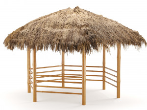 bamboo roof beach restaurant shelter gazebo Modelo 3D