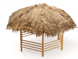bamboo roof beach restaurant shelter gazebo Modelo 3D