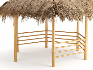 bamboo roof beach restaurant shelter gazebo Modelo 3D