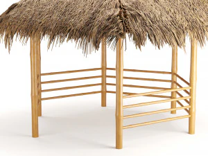 Bamboo roof beach restaurant shelter gazebo 3D Model