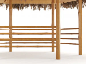 Bamboo roof beach restaurant shelter gazebo 3D Model