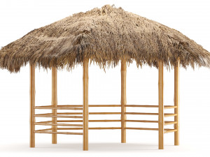 bamboo roof beach restaurant shelter gazebo Modelo 3D