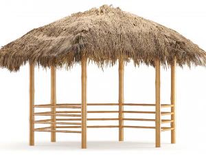 Bamboo roof beach restaurant shelter gazebo 3D Model