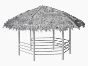 Bamboo roof beach restaurant shelter gazebo 3D Model