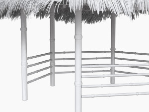 bamboo roof beach restaurant shelter gazebo Modelo 3D