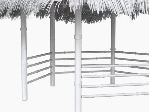 Bamboo roof beach restaurant shelter gazebo 3D Model
