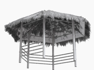 bamboo roof beach restaurant shelter gazebo Modelo 3D