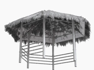 Bamboo roof beach restaurant shelter gazebo 3D Model