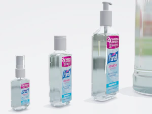 bottles with antiseptic disinfectant 3D Model