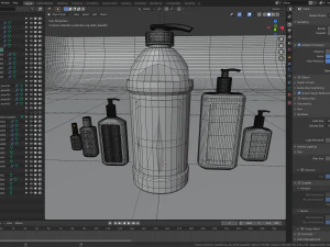bottles with antiseptic disinfectant 3D Model