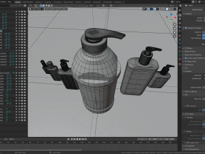 bottles with antiseptic disinfectant 3D Model