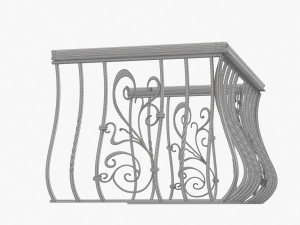 Metal forged balcony railing 3D Model