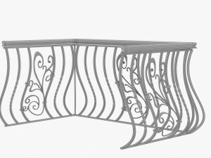 Metal forged balcony railing 3D Model