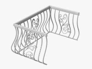 Metal forged balcony railing 3D Model