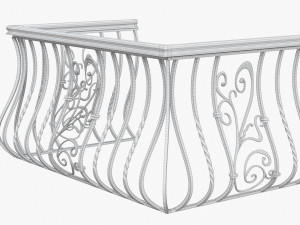 Metal forged balcony railing 3D Model