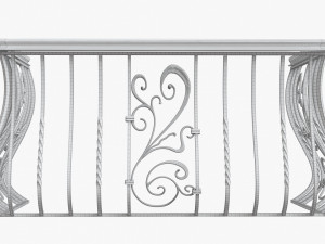 Metal forged balcony railing 3D Model