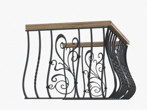 Metal forged balcony railing 3D Model