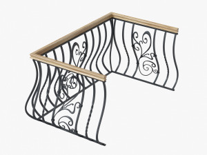 Metal forged balcony railing 3D Model