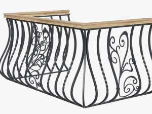 Metal forged balcony railing 3D Model