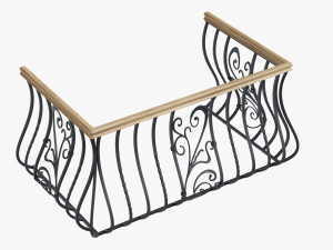 Metal forged balcony railing 3D Model
