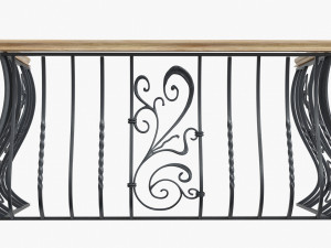 Metal forged balcony railing 3D Model