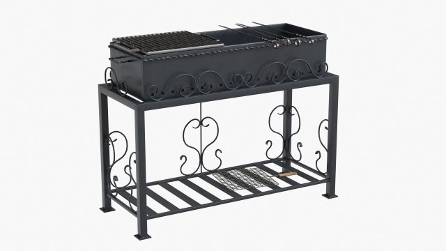 barbecue grill for skewers and grates 3D Модель .c4d .max .obj .3ds .fbx .stl .blend