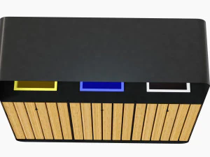 Lixeira de reciclagem externa Hanko com 3 compartimentos remov&iacute;veis Modelo 3D