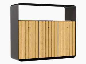 hanko outdoor waste recycling bin with 3 removable compartments Model 3D