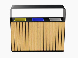 hanko outdoor waste recycling bin with 3 removable compartments Model 3D