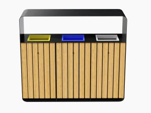 Lixeira de reciclagem externa Hanko com 3 compartimentos remov&iacute;veis Modelo 3D