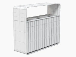 Lixeira de reciclagem externa Hanko com 3 compartimentos remov&iacute;veis Modelo 3D