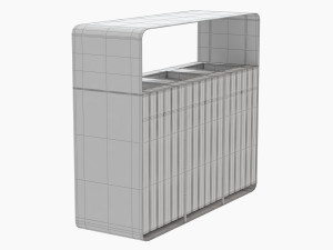 hanko outdoor waste recycling bin with 3 removable compartments Model 3D