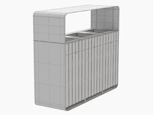 Lixeira de reciclagem externa Hanko com 3 compartimentos remov&iacute;veis Modelo 3D