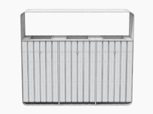hanko outdoor waste recycling bin with 3 removable compartments Model 3D