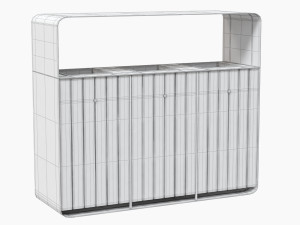 hanko outdoor waste recycling bin with 3 removable compartments Model 3D