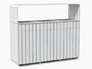 Lixeira de reciclagem externa Hanko com 3 compartimentos remov&iacute;veis Modelo 3D