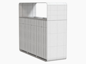 hanko outdoor waste recycling bin with 3 removable compartments Model 3D