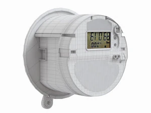Medidor el&eacute;ctrico exterior ovalado para casa. Modelo 3D