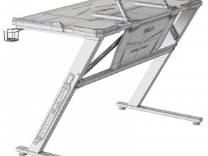 Computer Gaming desk LANGHOLM with LED black Modello 3D