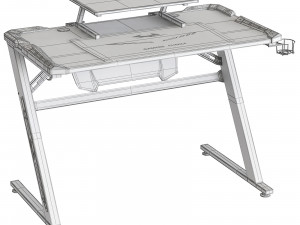 Computer Gaming desk LANGHOLM with LED black Modello 3D