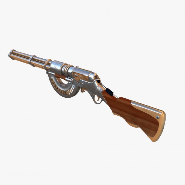 Rifle steamPunk game ready 3D Model .c4d .max .obj .3ds .fbx .stl .blend 