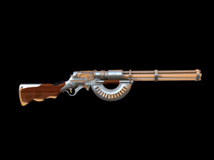 Rifle steamPunk game ready 3D Model