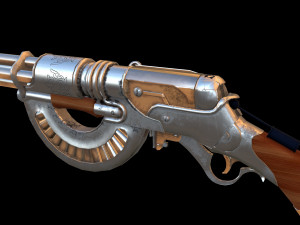 Rifle steamPunk game ready 3D Model