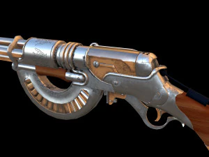 Rifle steamPunk game ready 3D Model