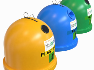 Garbage sorting containers colored Plastic 3D Model
