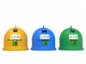 Garbage sorting containers colored Plastic 3D Model