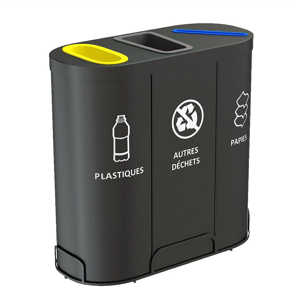 MALMO Office Waste Recycling Bin with 3 Containers 3D Model .c4d .max .obj .3ds .fbx .stl .blend 