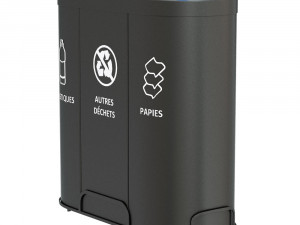 MALMO Office Waste Recycling Bin with 3 Containers 3D Model