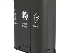 MALMO Office Waste Recycling Bin with 3 Containers 3D Model